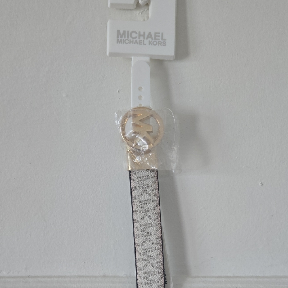 Michael Kors Ivory and Gold Logo Belt